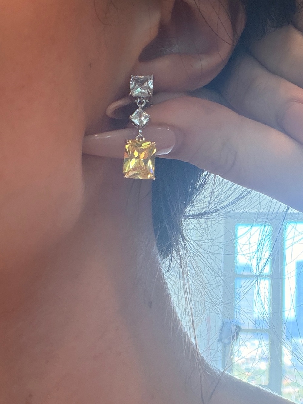 Yellow Diamond Earrings - Picture 4 of 4
